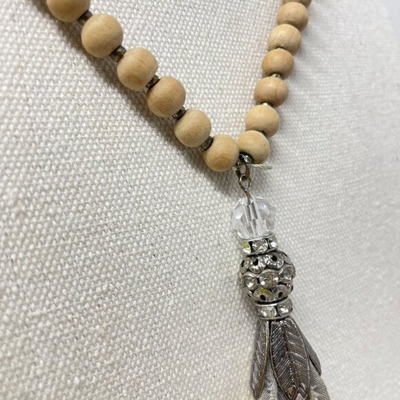 Sari Tassel Necklace Long Wood Beads Adjustable Natural Boho‎ - Picture 5 of 8